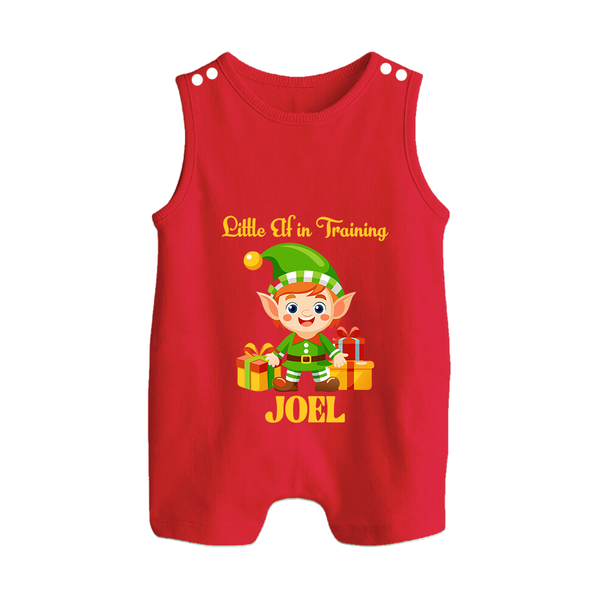Little Elf in Training Romper Suit / Sleeveless Romper | Cute Holiday Baby Outfit - RED - 0 - 5 Months Old (Chest 18")