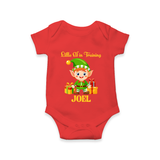 Little Elf in Training Romper | Cute Holiday Baby Outfit - RED - New Born (Chest 14")