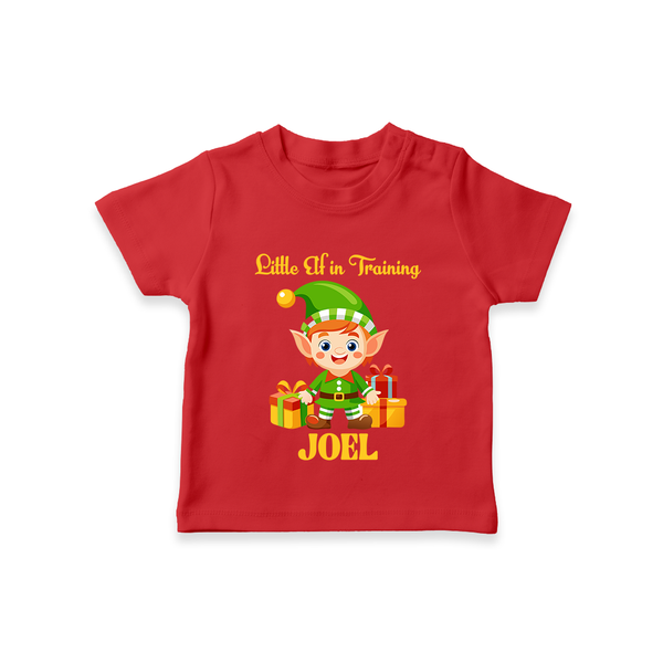 Little Elf in Training T - Shirt | Cute Holiday Baby Outfit - RED - 0-5 Months Old (Chest 17")