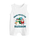 Snow Much Fun Romper Suit / Sleeveless Romper | Cozy Christmas Baby Outfit - WHITE - 0 - 5 Months Old (Chest 18")
