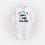 Snow Much Fun Sleep Suit / Full Sleeve BodySuit | Cozy Christmas Baby Outfit - WHITE - New Born (Chest 7.5")