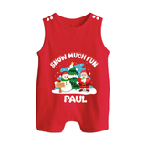 Snow Much Fun Romper Suit / Sleeveless Romper | Cozy Christmas Baby Outfit - RED - 0 - 5 Months Old (Chest 18")