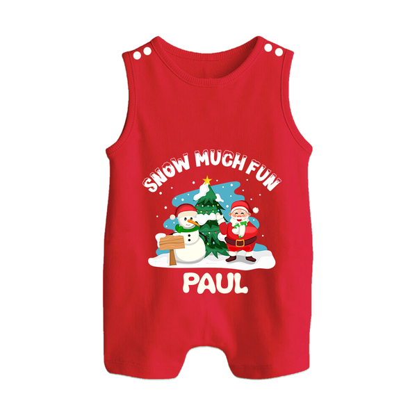 Snow Much Fun Romper Suit / Sleeveless Romper | Cozy Christmas Baby Outfit - RED - 0 - 5 Months Old (Chest 18")