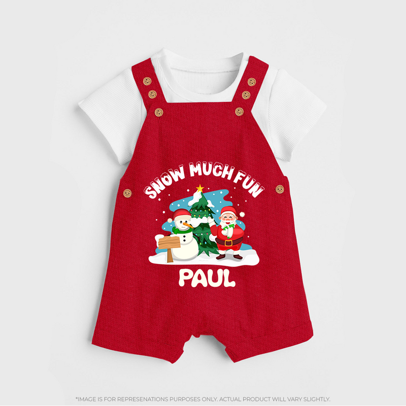 Snow Much Fun Dungaree Set | Cozy Christmas Baby Outfit - RED - 0 - 5 Months Old (Chest 18")