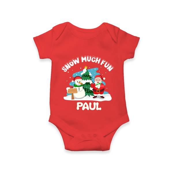Snow Much Fun Romper | Cozy Christmas Baby Outfit - RED - New Born (Chest 14")