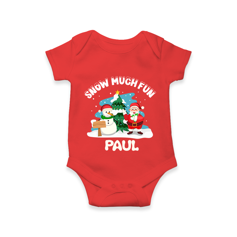 Snow Much Fun Romper | Cozy Christmas Baby Outfit - RED - New Born (Chest 14")