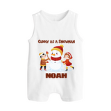 Cuddly as a Snowman Romper Suit / Sleeveless Romper | Adorable Holiday Baby Romper Suit / Sleeveless Romper - WHITE - 0 - 5 Months Old (Chest 18")