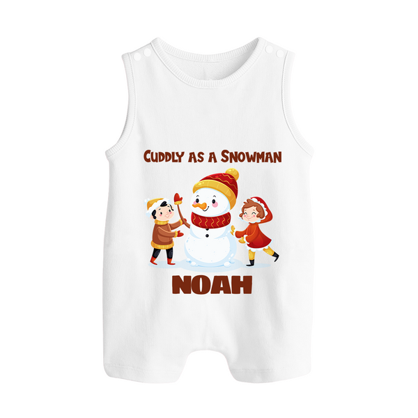 Cuddly as a Snowman Romper Suit / Sleeveless Romper | Adorable Holiday Baby Romper Suit / Sleeveless Romper - WHITE - 0 - 5 Months Old (Chest 18")