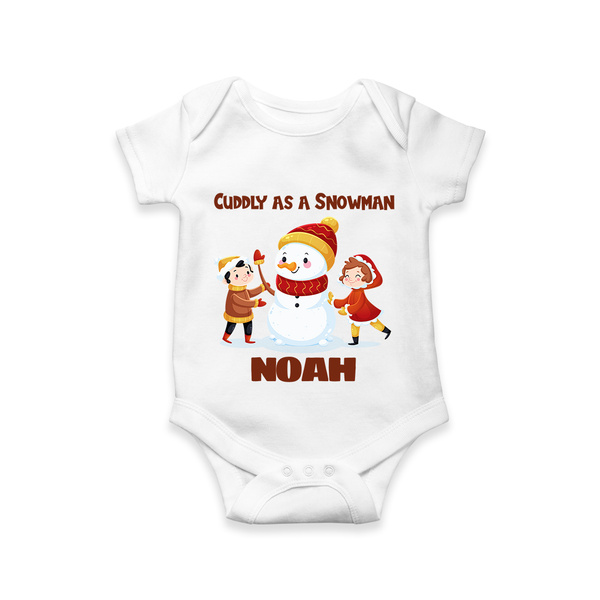 Cuddly as a Snowman Romper | Adorable Holiday Baby Romper - WHITE - New Born (Chest 14")