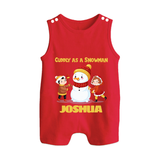 Cuddly as a Snowman Romper Suit / Sleeveless Romper | Adorable Holiday Baby Romper Suit / Sleeveless Romper - RED - 0 - 5 Months Old (Chest 18")