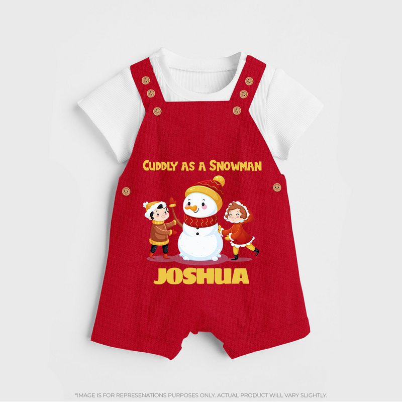 Cuddly as a Snowman Dungaree Set | Adorable Holiday Baby Dungaree Set - RED - 0 - 5 Months Old (Chest 18")