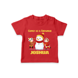 Cuddly as a Snowman T - Shirt | Adorable Holiday Baby T - Shirt - RED - 0-5 Months Old (Chest 17")