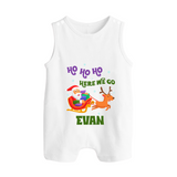 HO HO HO Here We Go Romper Suit / Sleeveless Romper | Fun Festive Baby Romper Suit / Sleeveless Romper - WHITE - 0 - 5 Months Old (Chest 18")