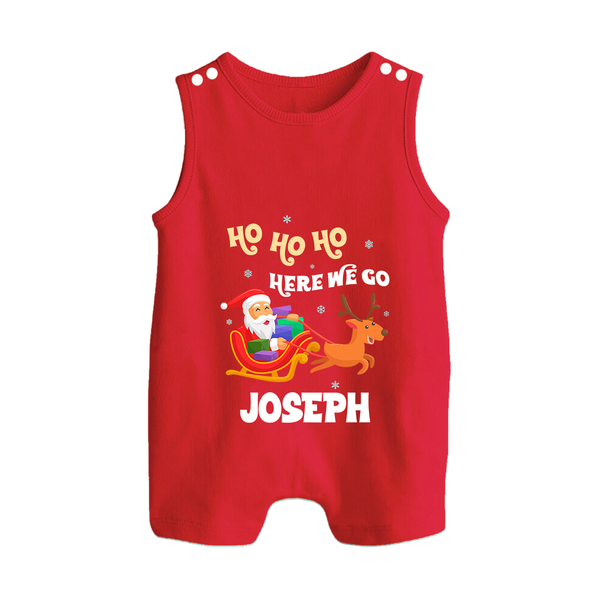 HO HO HO Here We Go Romper Suit / Sleeveless Romper | Fun Festive Baby Romper Suit / Sleeveless Romper - RED - 0 - 5 Months Old (Chest 18")