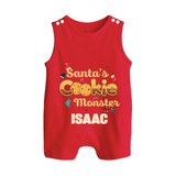 Santa's Cookie Monster Romper Suit / Sleeveless Romper | Personalized Baby Christmas Outfit - RED - 0 - 5 Months Old (Chest 18")