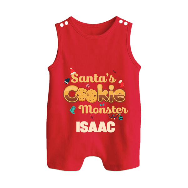 Santa's Cookie Monster Romper Suit / Sleeveless Romper | Personalized Baby Christmas Outfit - RED - 0 - 5 Months Old (Chest 18")