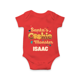 Santa's Cookie Monster Romper | Personalized Baby Christmas Outfit - RED - New Born (Chest 14")