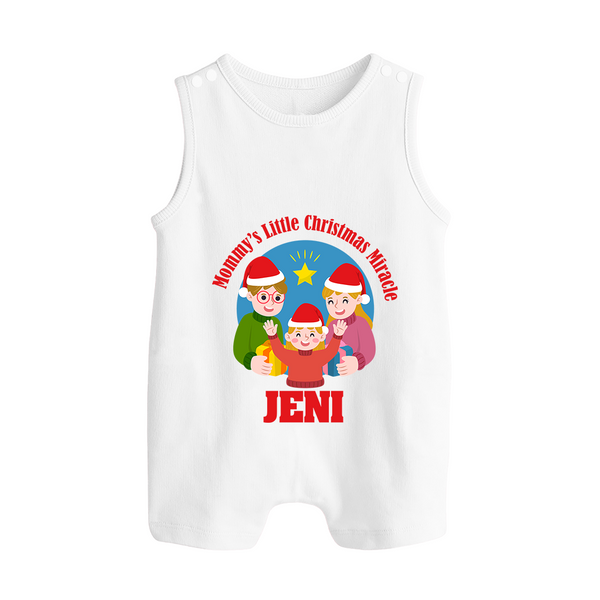 Mommy's Little Christmas Miracle Romper Suit / Sleeveless Romper for Girl | Cute Holiday Baby Outfit - WHITE - 0 - 5 Months Old (Chest 18")