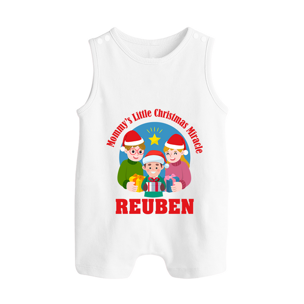 Mommy's Little Christmas Miracle Romper Suit / Sleeveless Romper for Boy | Personalized Festive Baby Romper Suit / Sleeveless Romper - WHITE - 0 - 5 Months Old (Chest 18")