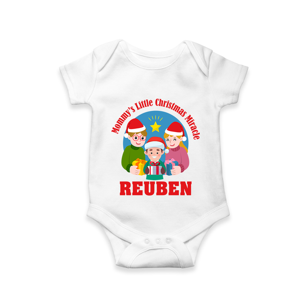Mommy's Little Christmas Miracle Romper for Boy | Personalized Festive Baby Romper - WHITE - New Born (Chest 14")