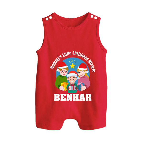 Mommy's Little Christmas Miracle Romper Suit / Sleeveless Romper for Boy | Personalized Festive Baby Romper Suit / Sleeveless Romper - RED - 0 - 5 Months Old (Chest 18")