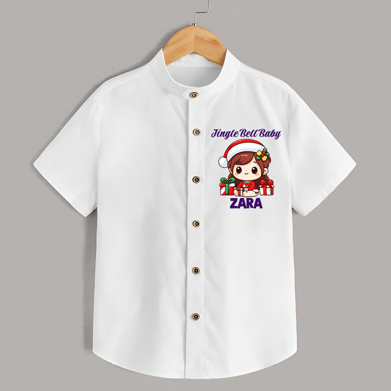 Jingle Bell Baby Shirt for Girl | Holiday Baby Outfit - WHITE - 0 - 6 Months Old (Chest 23")