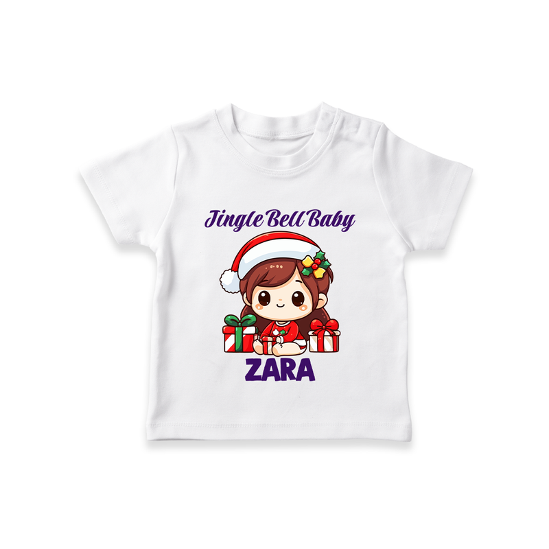 Jingle Bell Baby T - Shirt for Girl | Holiday Baby Outfit - WHITE - 0-5 Months Old (Chest 17")