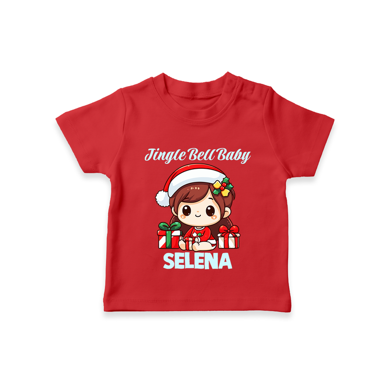 Jingle Bell Baby T - Shirt for Girl | Holiday Baby Outfit - RED - 0-5 Months Old (Chest 17")