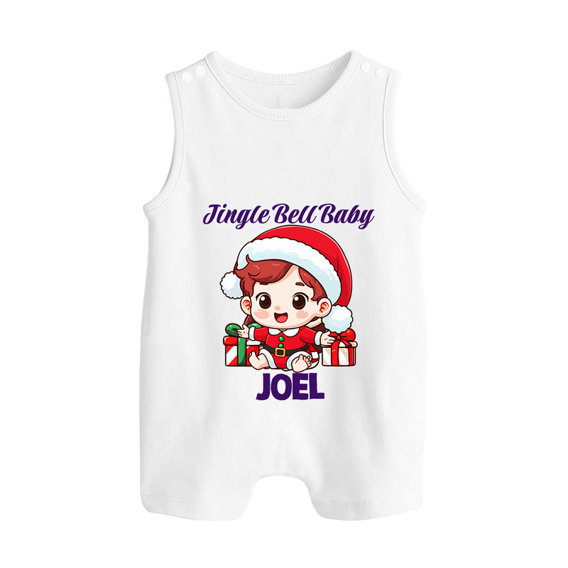 Jingle Bell Baby Romper Suit / Sleeveless Romper for Boy | Personalized Christmas Baby Romper Suit / Sleeveless Romper - WHITE - 0 - 5 Months Old (Chest 18")