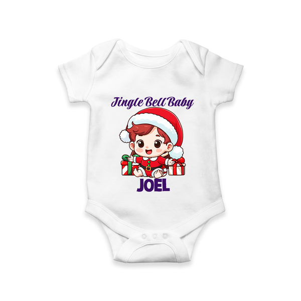 Jingle Bell Baby Romper for Boy | Personalized Christmas Baby Romper - WHITE - New Born (Chest 14")