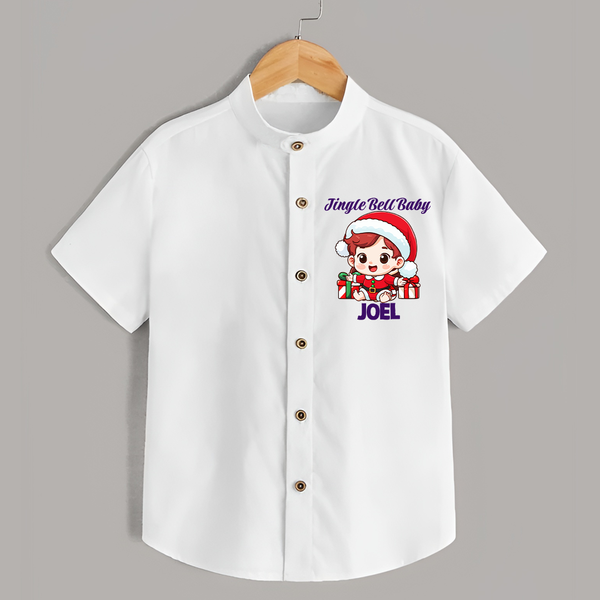 Jingle Bell Baby Shirt for Boy | Personalized Christmas Baby Shirt - WHITE - 0 - 6 Months Old (Chest 23")