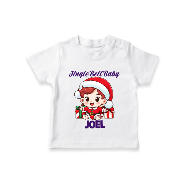Jingle Bell Baby T - Shirt for Boy | Personalized Christmas Baby T - Shirt - WHITE - 0-5 Months Old (Chest 17")