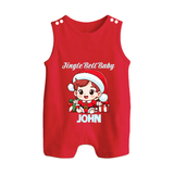 Jingle Bell Baby Romper Suit / Sleeveless Romper for Boy | Personalized Christmas Baby Romper Suit / Sleeveless Romper - RED - 0 - 5 Months Old (Chest 18")