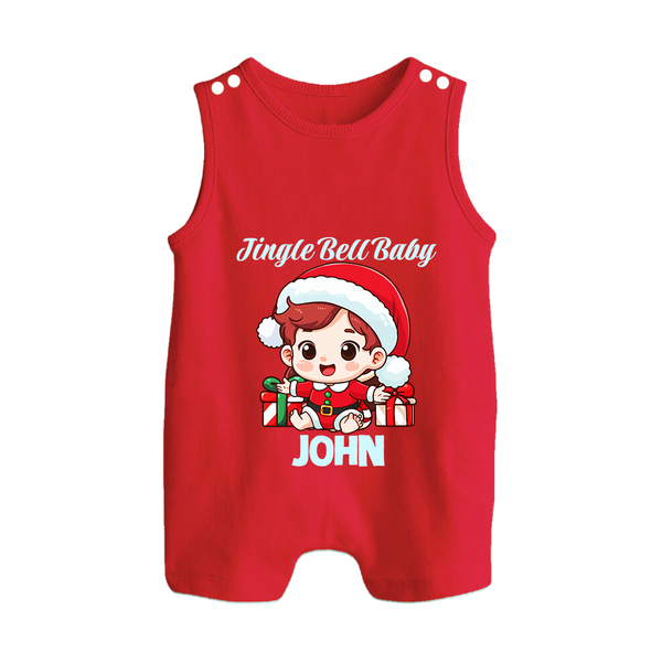 Jingle Bell Baby Romper Suit / Sleeveless Romper for Boy | Personalized Christmas Baby Romper Suit / Sleeveless Romper - RED - 0 - 5 Months Old (Chest 18")