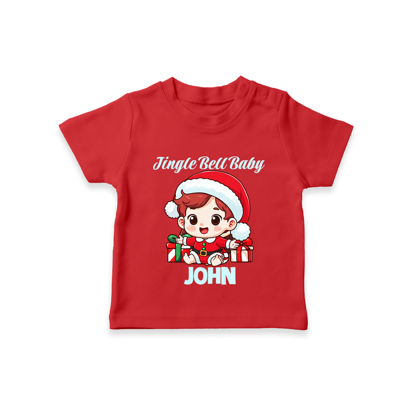 Jingle Bell Baby T - Shirt for Boy | Personalized Christmas Baby T - Shirt - RED - 0-5 Months Old (Chest 17")
