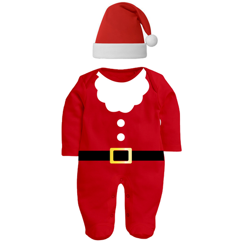 Santa Full Sleeve BodySuit with Christmas Cap