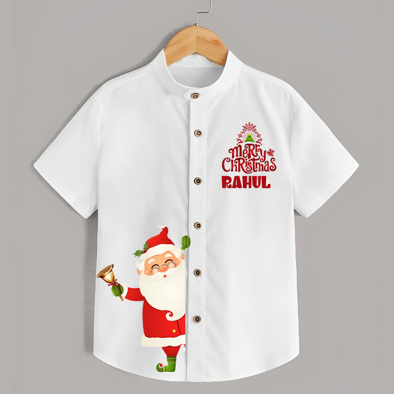 Cheerful Santa Bell Ringing Shirt – Custom Name