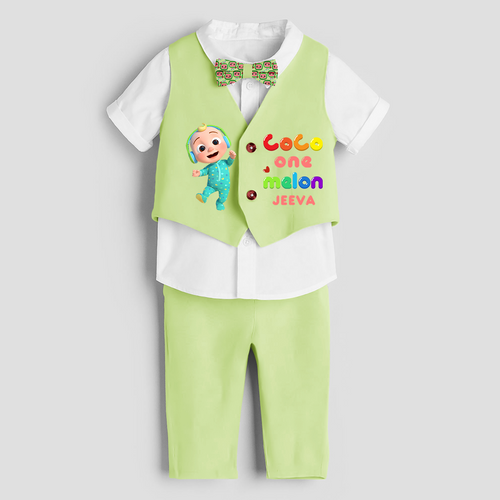 First Year Cocomelon Themed Customized Waist Coat With Name For Kids