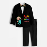 Second Year Cocomelon Themed Customized Knitted Blazer With Name For Kids - BLACK - 1 Year Old (Blazer - Chest 23"/Pant Length 17"/Pant Waist 21")