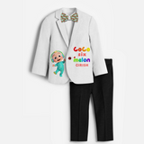 Sixth Year Cocomelon Themed Customized Knitted Blazer With Name For Kids - WHITE - 1 Year Old (Blazer - Chest 23"/Pant Length 17"/Pant Waist 21")