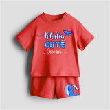 Whaley Cute - Customized Kids Co-ord Set With Name For Boys & Girls (Ages 0 - 13) - RED - 0-5 months old  (Chest 18")