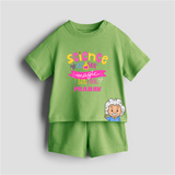 Science Its Like Magic But Real - Customized Kids Co-ord Set With Name For Boys & Girls (Ages 0 - 13) - KIWI GREEN - 0-5 months old  (Chest 18")