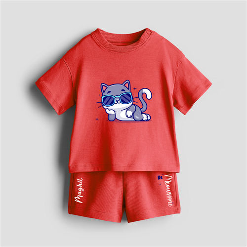 Be Meowsome - Customized Kids Co-ord Set With Name For Boys & Girls (Ages 1 - 13)