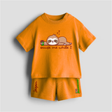 Excuse Me While I Recharge - Customized Kids Co-ord Set With Name For Boys & Girls (Ages 0 - 13) - TANGERINE - 0-5 months old  (Chest 18")