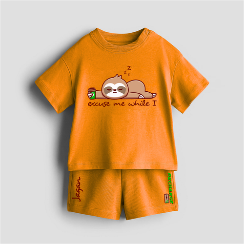 Excuse Me While I Recharge - Customized Kids Co-ord Set With Name For Boys & Girls (Ages 1 - 13)