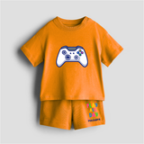 Play All Day - Customized Kids Co-ord Set With Name For Boys & Girls (Ages 0 - 13) - TANGERINE - 0-5 months old  (Chest 18")