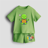 Its Cool To be Kind - Customized Kids Co-ord Set With Name For Boys & Girls (Ages 0 - 13) - KIWI GREEN - 0-5 months old  (Chest 18")