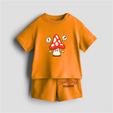 Mushy Hugs - Customized Kids Co-ord Set With Name For Boys & Girls (Ages 0 - 13) - TANGERINE - 0-5 months old  (Chest 18")