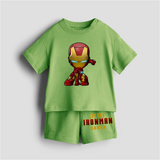 Little Ironman - Customized Kids Co-ord Set With Name For Boys & Girls (Ages 0 - 13) - KIWI GREEN - 0-5 months old  (Chest 18")