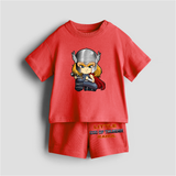 Little God Of Thunder - Customized Kids Co-ord Set With Name For Boys & Girls (Ages 0 - 13) - RED - 0-5 months old  (Chest 18")